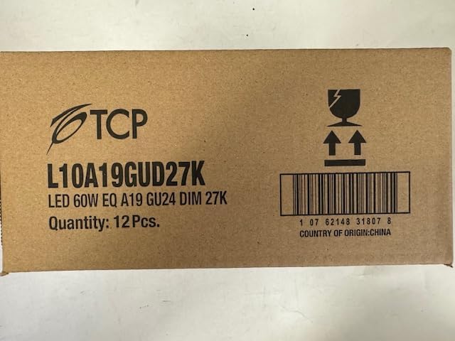 TCP 12 Pieces Elite L10A19GUD27K 9.5W A19 LED Lamp Dimmable 2700K GU24 800 Lumens 120V