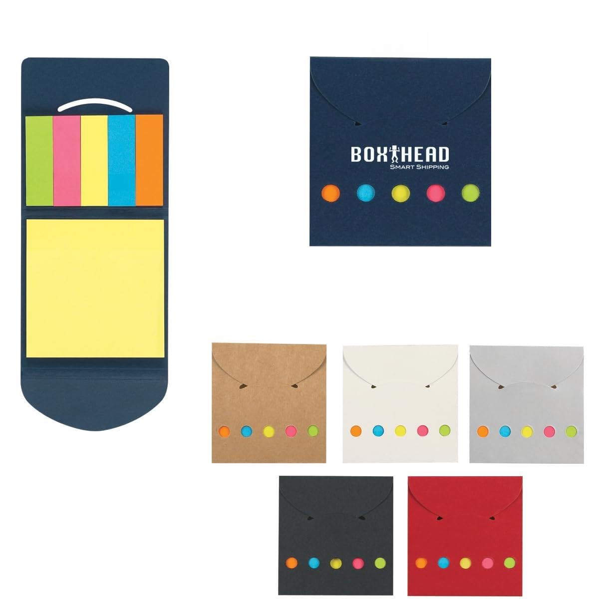 250-Qty Customized Sticky Notes and Flags in Pocket Case with Your Logo or Message Imprinted (Bulk Promotional Products)