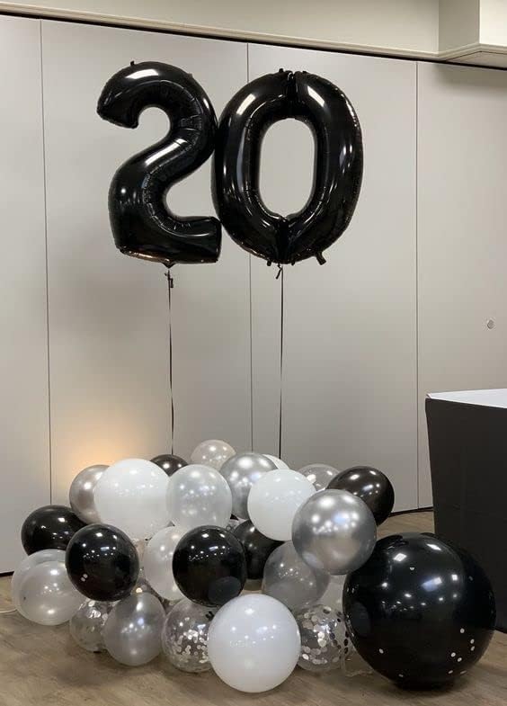 Image of Rozi Decoration 2 Number Black 32 Inch Foil Balloons Air or Helium Supported for Happy Birthday, Happy Anniversary, Graduation Party Dcor, Foil Balloons for Birthday Number 4 Pack of 1 Pcs
