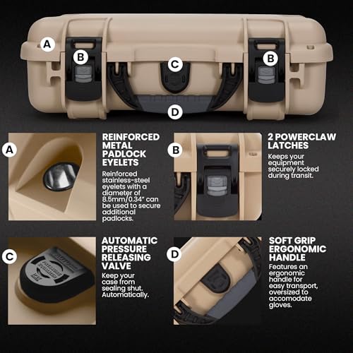 Image of NANUK 910 Hard Case with Customizable Cubed Foam, IP67 Waterproof & Crushproof, Rugged Construction for Ultimate Protection, Made in North America - Tan (14.3 inch x 11.1 inch x 4.7 inch)
