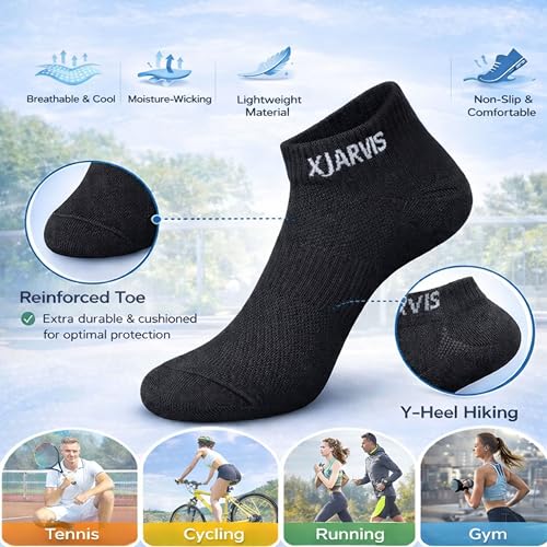 Image of XJARVIS Ankle Socks for Men & Women (Unisex) Bamboo Cotton Blend | Breathable Soft & Stretchable Everyday Socks for Sports, Office & Casual Wear - Free Size - Multicolour