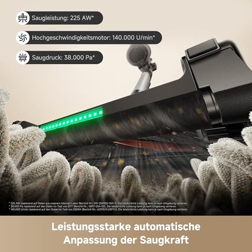 MOVA G70 Complete Akku Staubsauger mit Roboterarm, 38.000 Pa, OptiInsight Doppelbürste, Verhedderungsfrei, Staubabstreifringe, Verstellbarer Teleskopstab, 5-Schichten-Filter 99,99%, 1,95 kg