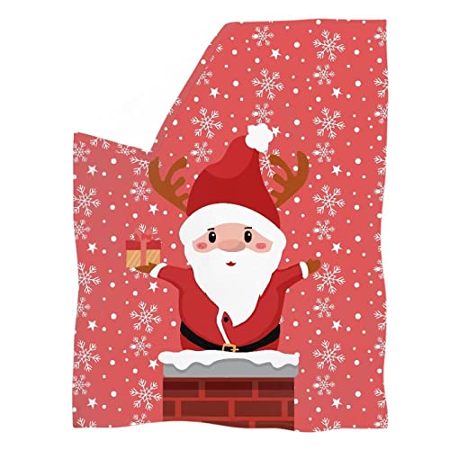Belidome Cute Christmas Blanket and Throws with Santa Claus Snowflake Print for Couch Soft Chair Home Xmas Party Decor Kids Boys Girls Gifts Soft Comfy