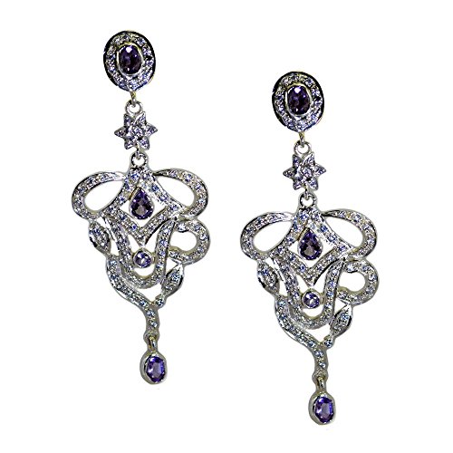 Améthyste boucle d'oreille argent 925 femme bijou de mode chandelier