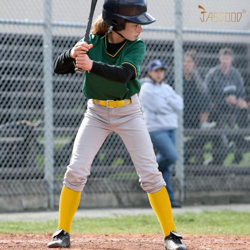 Image of JASGOOD 2 Pack Baseball Socks and Belt Combo Set Softball Socks and Belts Elastic Waist Belt for Youth and Adult Boys