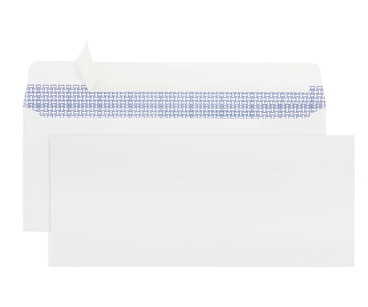 HERKKA #10 Security Self-Seal Envelopes, No.10 Windowless Bussiness Envelopes, Security Tinted with Printer Friendly Design - Size 4-1/8 x 9-1/2 Inch - White - 24 LB - 500 Pack