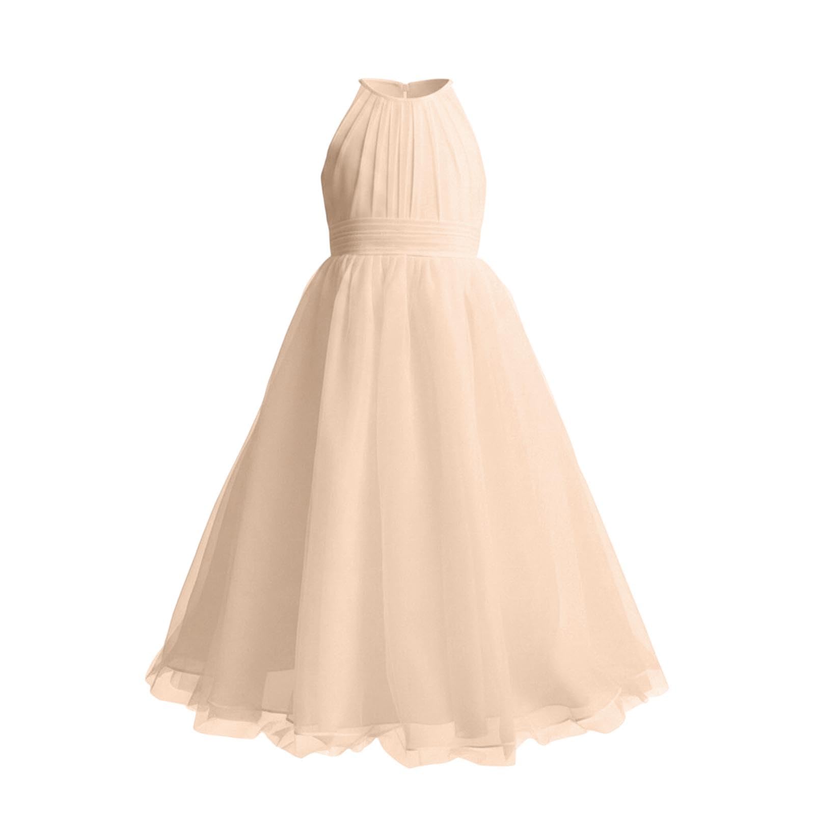 Générique Vestito Estivo Ragazza Abito Estivo Senza Maniche in Chiffon per Ragazze, elegante e Confortevole, ideale per Feste da 2 a 13 anni. Abito da cerimonia leggero e traspirante.