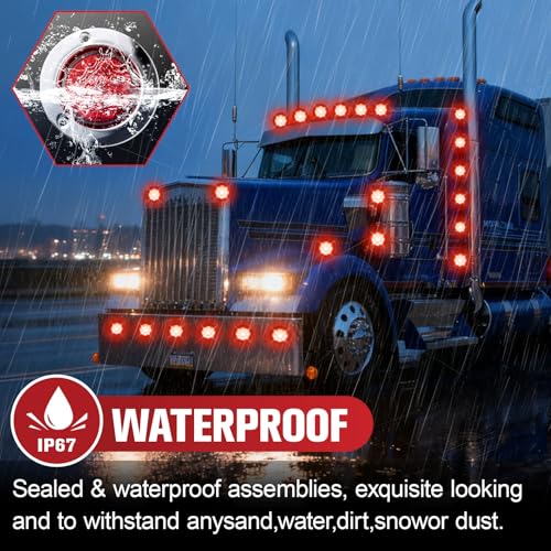 Image of 10PC 2 Inch 9 LED Side Marker Lights with Stainless Steel (Red)