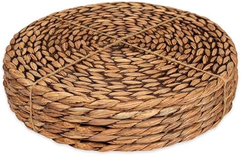 CENBOSS Woven Placemats (13.5" Set of 6, Brown Wash) Round Placem...