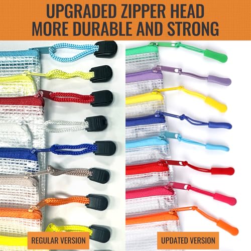 Image of 24pcs Mesh Zipper Pouch Bags 9.3 x 4.7 Inches, 8 Color Small Clear Pouches Bulk, Travel Cosmetics Organization, Classroom and Office Supplies
