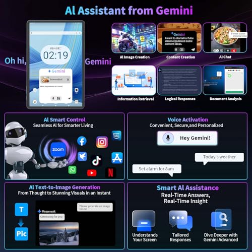 Image of 2026 Gemini AI 11 inch Tablet, Android 15 Tablet with Keyboard, 24GB+256GB+2TB Expand, 2-in-1 Large Tablets with 8-Core, WiFi, 8000mAh, GMS, GPS, Electronic Tablets PC with Mouse, Case, Stylus(Green)