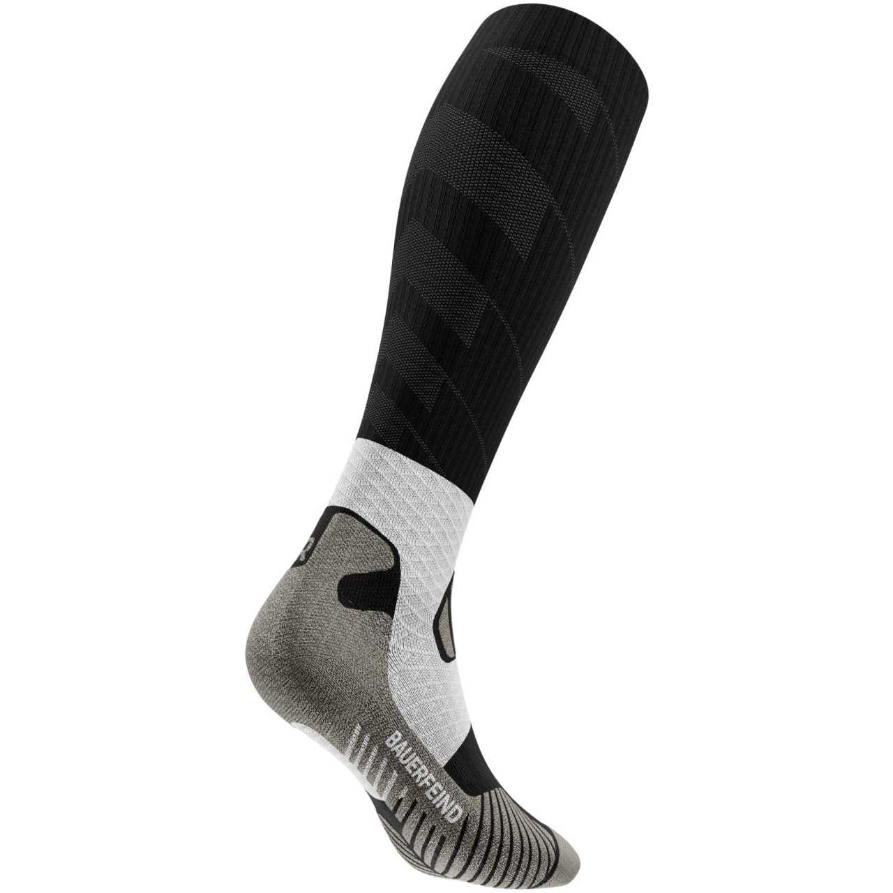 BAUERFEIND Skarpety do biegania w terenie "Trail Run Compression Socks", męskie skarpety sportowe z kompresją, stabilność w stawie skokowym, 1 para, carbon czarny, 38