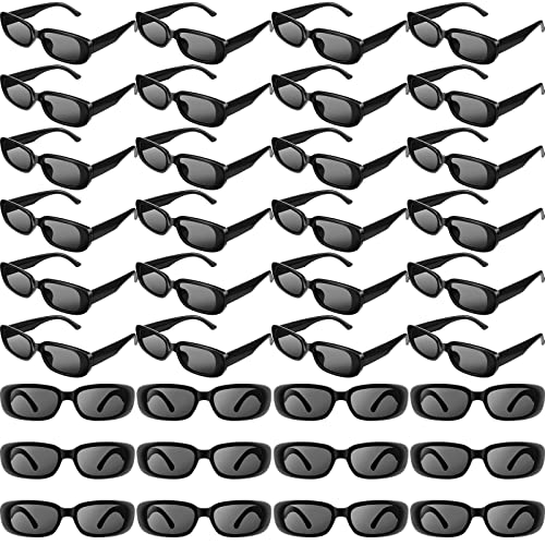 Mixweer 36 Pcs Rectangle Sunglasses Bulk Retro Glasses 90s Vintage Women Trendy Sunglasses Halloween Party Favors for Men