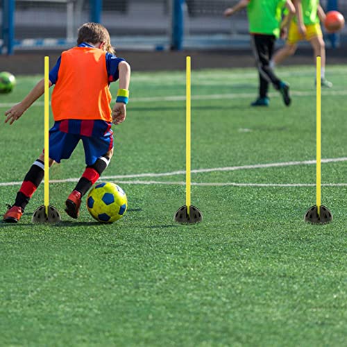 NAIZY Sprungstangen-Set Trainingsstangen für konditionelles Training Sprungkraft, Dribbling und Beweglichkeit (15 Stangen - 100cm, 10 X-Standfüße, 10 Clips) - Gelb