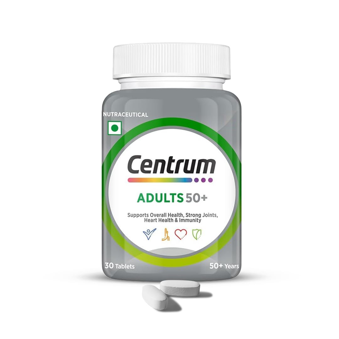 Centrum Adult 50+, World’s No.1 Multivitamin with Calcium, Vitamin D3 & 21 other Nutrients for Overall Health, Strong Joints & Heart Health (Veg) 30 Tablets Centrum Adult 50+, World’s No.1 Multivitamin with Calcium, Vitamin D3 & 21 other Nutrients for Overall Health, Strong Joints & Heart Health (Veg) 30 Tablets