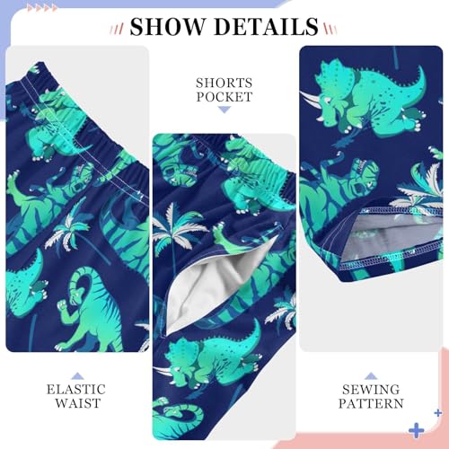 ZZXXB Tropical Dinosaur Palm Tree Boys Long Pants Soft Trousers Elastic Waist Kids Lounge Bottoms with Pockets S-XL4