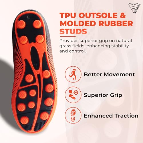 Image of Vizari Stealth Firm Ground Soccer Cleats - Lightweight, Sturdy, Comfortable for Kids and Youth - Excellent Traction, Cushioned Heel, Anti-Stretch Lining - Ideal for Boys and Girls