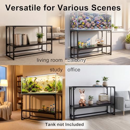 Image of Fish Tank Stand, 50-75 Gallon Heavy Duty Metal Aquarium Stands, Reptile Tank, Turtle Tank, Breeder Tank Stand, 900LBS Capacity Terrarium Stand Rack with 2-Tier Storage Shelves (47.8 inchx19.7 inchx31.5 inch)