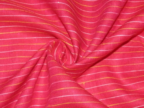 Tissu lin 100% rayé rouge pour coudre des vêtements légers et frais