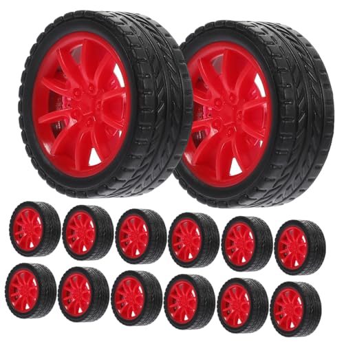 WESIEVYA 20 Piezas de Ruedas de Repuesto para Coche RC de Goma Roja, Resistentes a Caídas y No Se Deforman, Ideales para Juguetes Ruedas y Niños