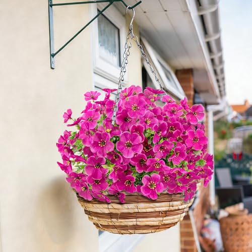 Image of Bassion 20 Bundles Artificial Violet Flowers for Outdoors, Fuchsia