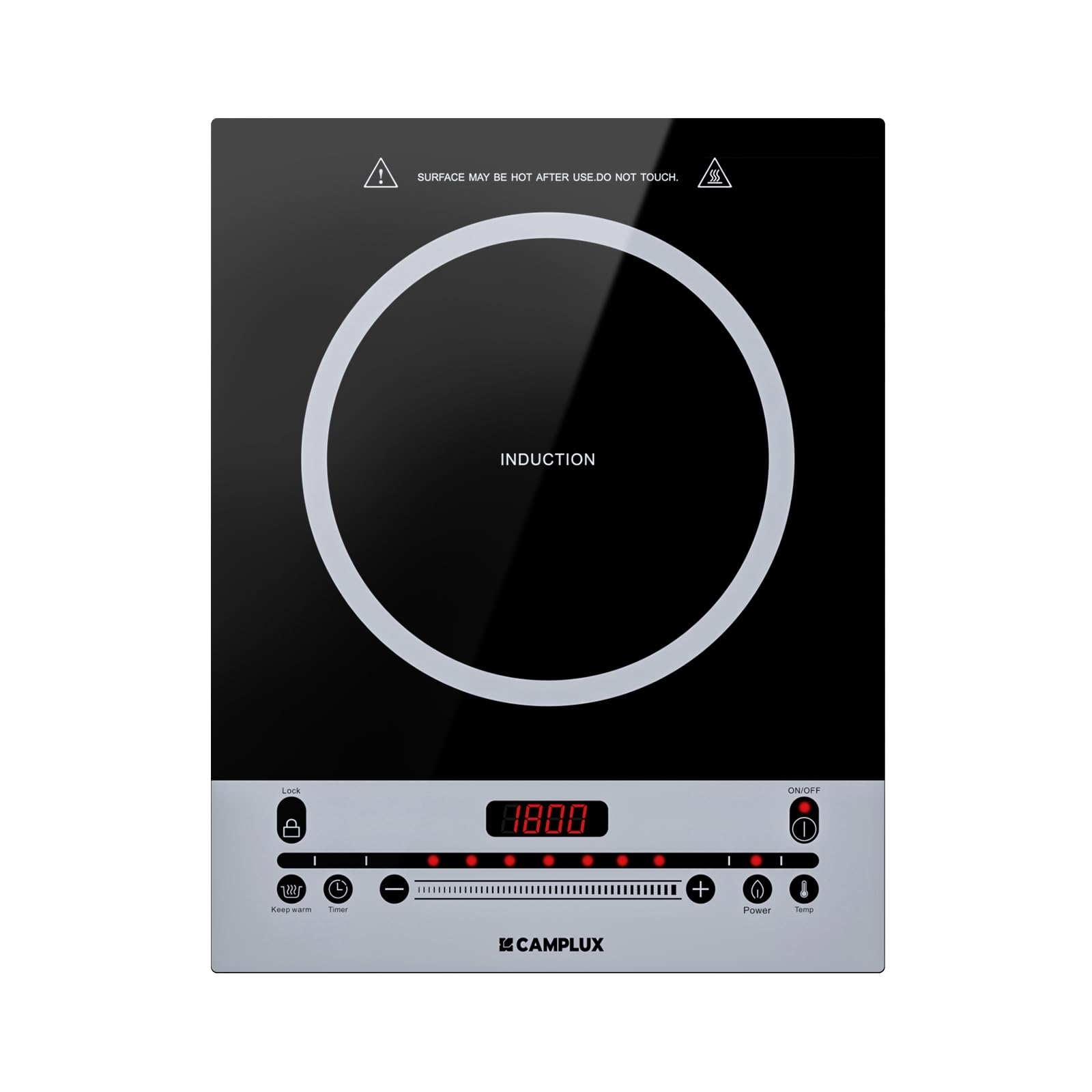 CAMPLUX Portable Induction Cooktop 1800W, 120V Single Burner Electric Cooktop with Kids Safety Lock, 7 Power & Temperature Levels Setting Induction Burner with Timer, Countertop or Built-in