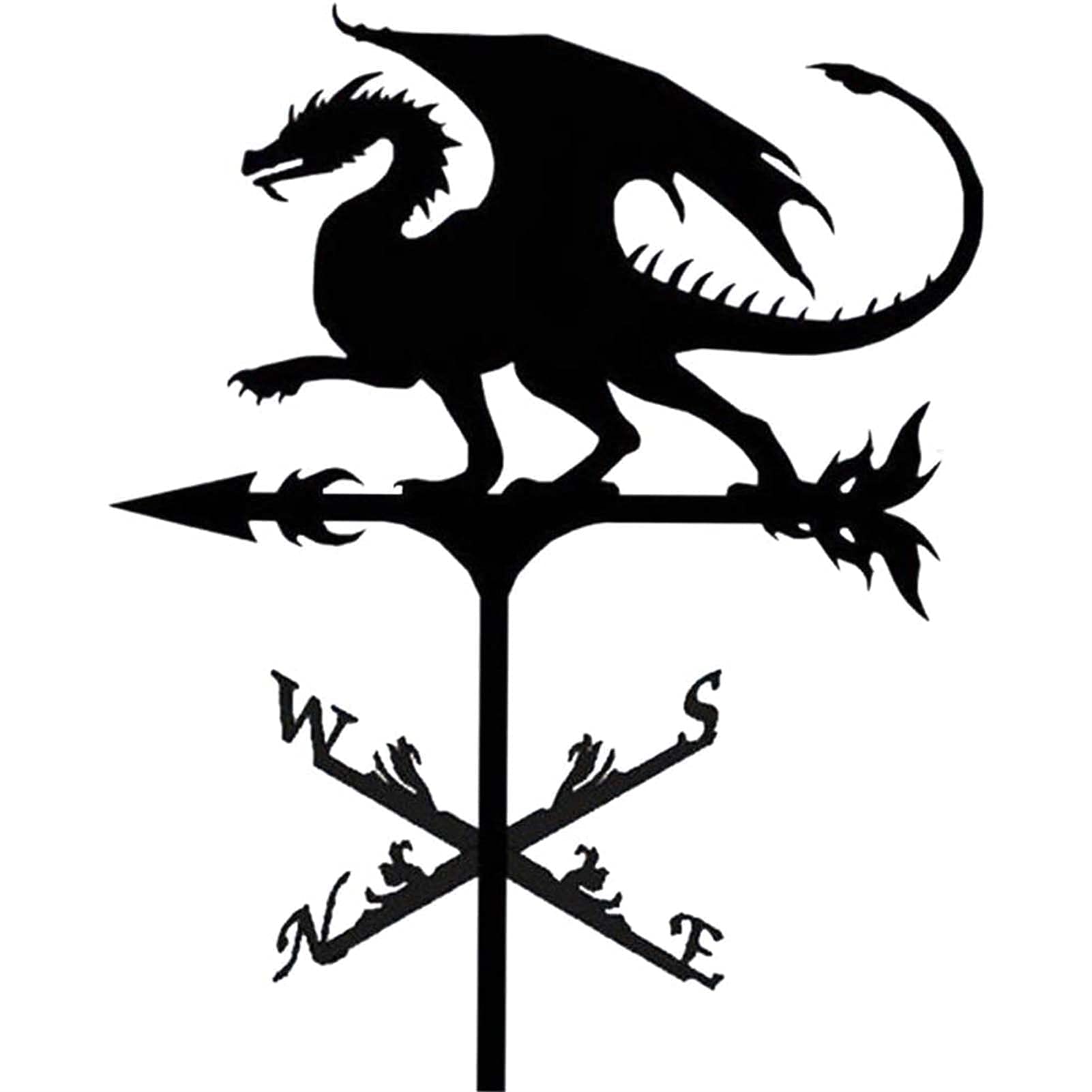 Garden Weather Vane, Weathercock, Stainless Steel Decorative Weathervane In Antique Style, Garden Decoration Black (Color : Horse) (Dragon)