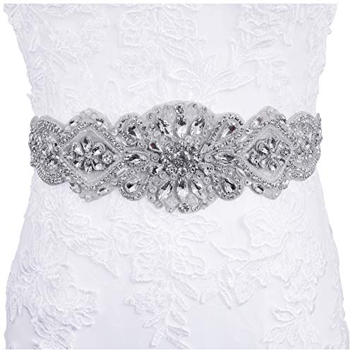 Lovful Bridal Belt for Dresses, Wedding Dress Belt Sash for Women, Crystal Beaded and Rhinestone Belts