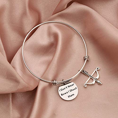 FOTAP Archery Gifts I Don't Wear Bows I Shoot Them Bracelet Hunting Gifts Bow and Arrow Charm Gift - Image 4