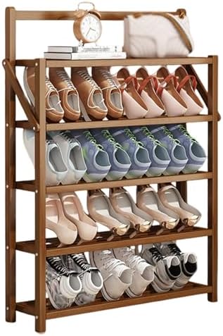 Portable Bamboo Slanted Shoe Rack - Space-Saving Folding Shoe Storage Organizer for Closet, Entryway, Bedroom, and Small Spaces (50x17x100cm) - Stylish Narrow Design