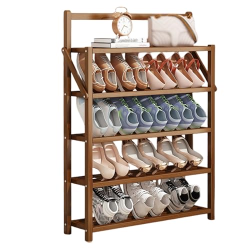 METTEOR Zapatero portátil de bambú - Diseño Inclinado Que Ahorra Espacio, Plegable, Ideal para armarios de Entrada y dormitorios - Elegante Zapatero de 50 x 17 x 120 cm, Ideal para Espacios Estrecho