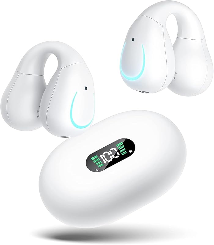 耳を塞がないイヤホン【業界初イヤーカフ イヤホン】イヤホン bluetooth 骨伝導イヤホン の革新 Erssimo イヤホン ワイヤレスイヤホン bluetooth イヤホン ワイヤレス 空気伝導イヤホン オープンイヤー イヤホン 耳に挟むイヤホン ブルートゥースイヤホン 片耳 音漏れ抑制 耳挟み イヤホンマイク Type‐C急速充電 外の音が聞こえるイヤホン ン（押すタイプ） 白