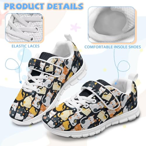 Yzaoxia Girls Running Shoes Athletic Walking Sneakers for Kids Non Slip Mesh Footwear with Hook and Loop Size 11-Size 2.54