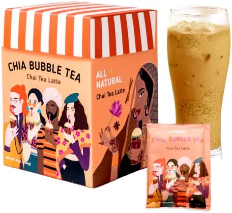Le Foöd Co. Chia Seeds Bubble Milk Tea Powder | Healthy Instant Boba Alternative Drink Kit with Superfood, 8-Pack (Chai Tea)