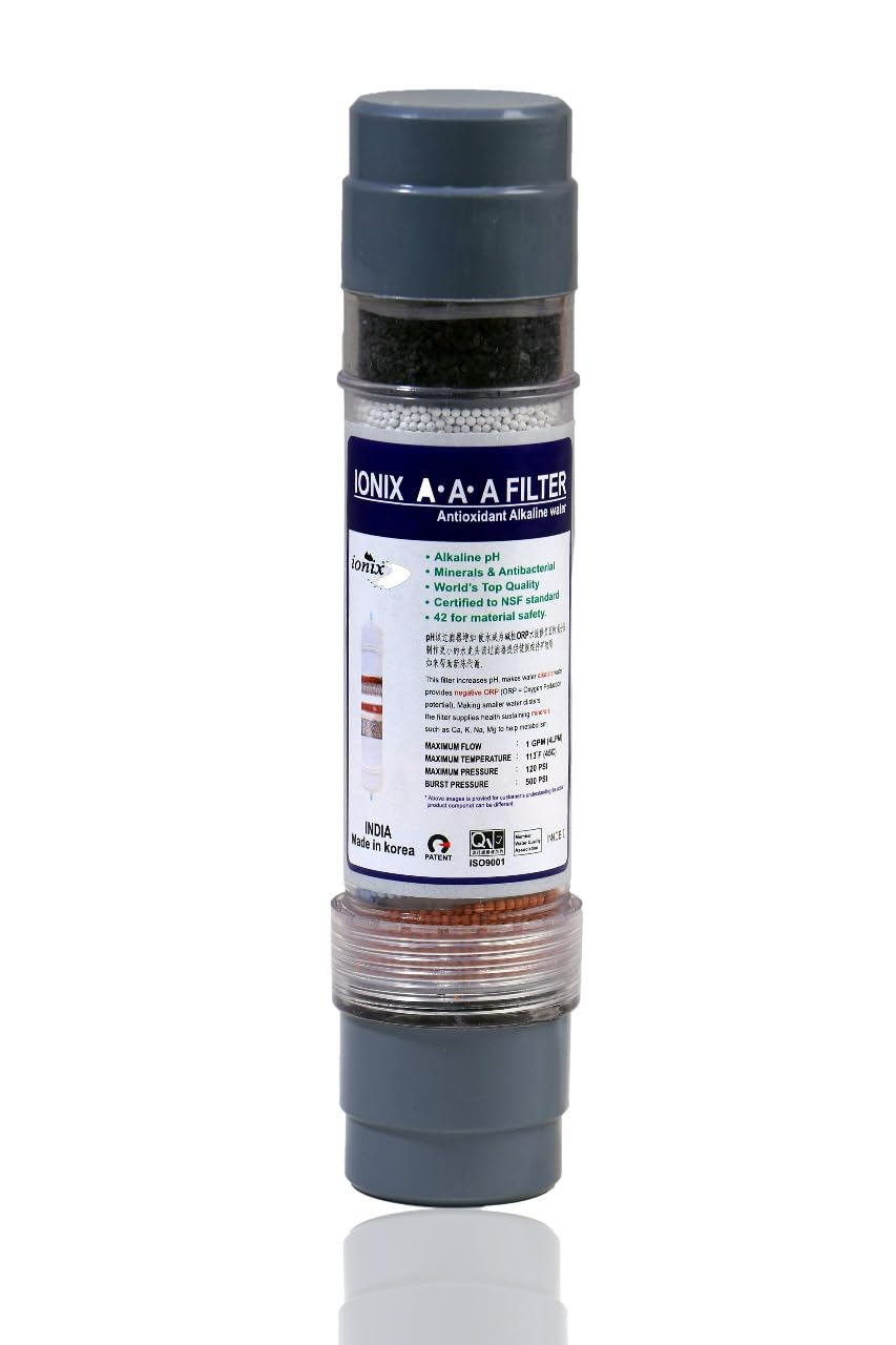 ionix antioxidant alkaline antibacterial cartridge(aaa alkaline), rich in minerals suitable for ro water purifiers | replacement filter for ro, tap, and drinking water systems(8 inch cartridge)