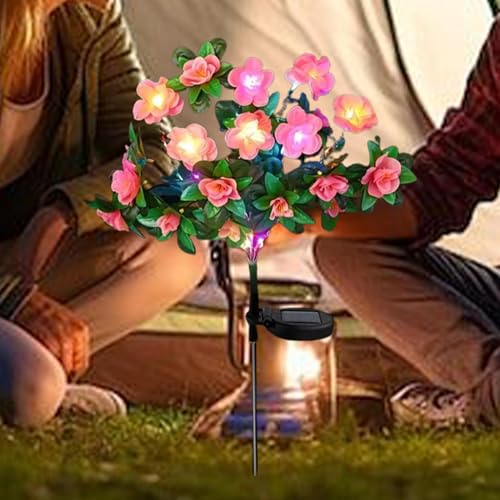 Lámpara solar de jardín de azalea impermeable con encendido automático y luces LED potentes 6