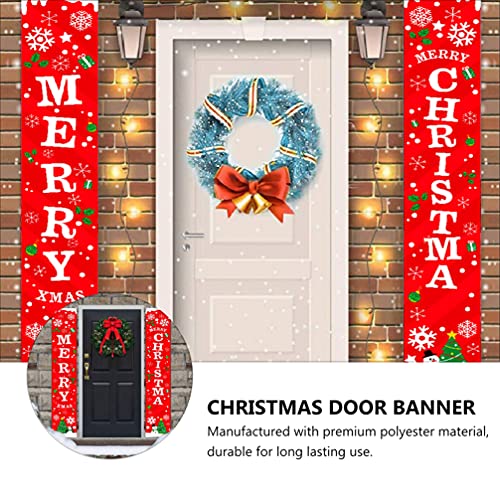 Amosfun 1 par de cortinas de porta de Natal para casais de porta de Natal (vermelho)