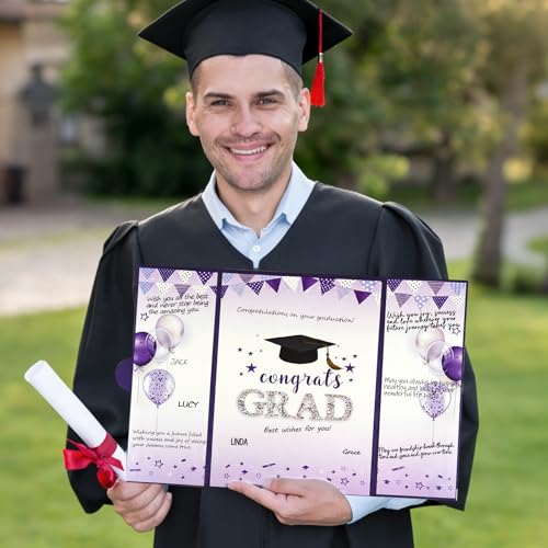 Image of Graduation Decorations 2026 - Graduation Alternative Guest Signature Book - Graduation Party Decorations Favor Supplies - Class of 2026 Graduation Book to Sign (Purple)