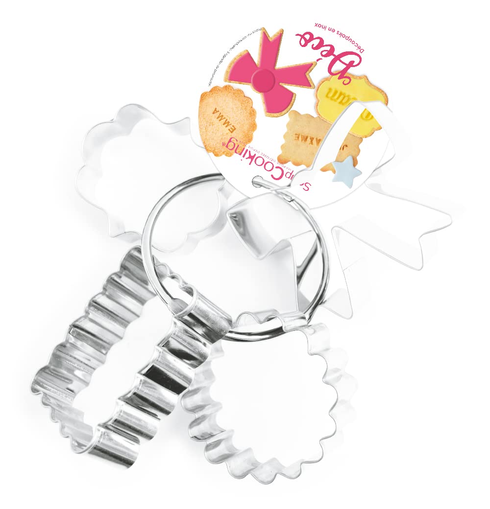 SCRAP COOKING 2078 Set of 4 Déco Cutters on Hanger, Stainless Steel