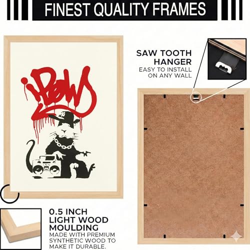 Image of BLINKART Basqiat Aesthetic Modern Art Walls With Frame | Natural Wood Texture | Living Room Bedroom Office Wall Decoration | Poster Home Decor Frames Wall Bedroom | 12x8 Inches (D498)