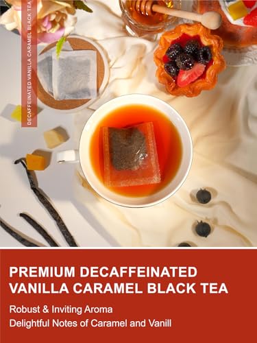 Image of TeeLux Decaf Vanilla Caramel Black Tea Bags, Decaffeinated Black Tea with Vanilla Caramel, Robust & Smooth Taste, 100 Count