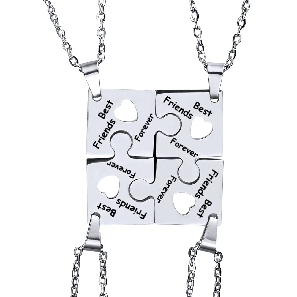Yocoyee 4 Pcs Puzzle Best Friends Forever Necklaces Stainless Steel Engraved Heart Bff Pendant Set Friendship Necklaces - Mens (B0922JP8V7) Amazon Price History, Amazon Price Tracker