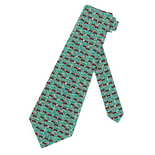 Urteom Men's Tie Silk Floral Flower Necktie Woven Jacquard Hereford Cow Cattle Neck Ties #TOP13