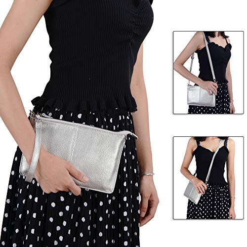 Image of befen Genuine Leather Wristlet Clutch Wallet Purses Small Crossbody Bags for Women with RFID Blocking Card Slots