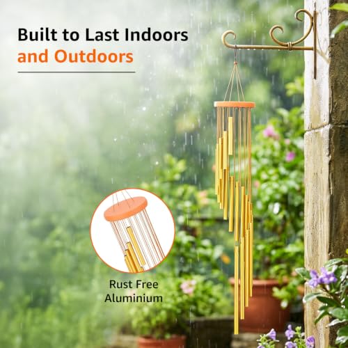 Image of Amazon Basics Wind Chimes for Balcony Decoration, Home Decor & Positive Vibes | Soothing Musical Sound | Metal Hanging for Indoor /Outdoor | Color: Gold | Material: Aluminum | Size: 69L x 12W x 12H cms