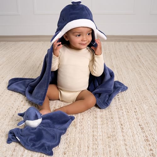Image of Gerber Baby Unisex Hooded Wearable Blanket & Security Blanket Set, Coastal Calm, One Size