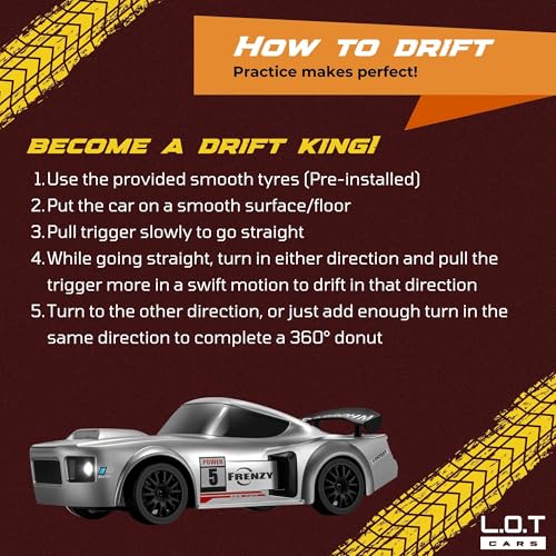 Image of L.O.T TOYS Flare Remote Control Car | 20Kmph, 2.4Ghz | Rc, Remote, Rc Drift Car, 4 Wheel Drive, Boost Mode, Long Range Remote, Hard Plastic Top with LED Head Light (Underground Grey)