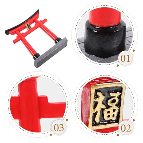 Image of POPETPOP Japanese Torii Gate Aquarium Decor Statue Chinese Miniature Zen Garden Accessories Bonsai Mini Shinto Shrine Sculpture Micor Landscape Decorations Fish Tank Ornaments