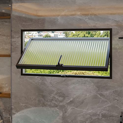 Kstarsun Aluminum Alloy Frame Hopper Window,Bathroom Window, 360Rotation Energy Efficient Replacement Window for Garage, Storage Shed, Utility Room Entryw(Size:W 50 x H 60 cm (20" x 24"),Color:Black)