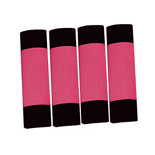 Image of FH Group Universal Fit Modernistic and Seat Belt Pads Combo Set Steering Wheel Cover Fits Most Cars, SUVs Pink